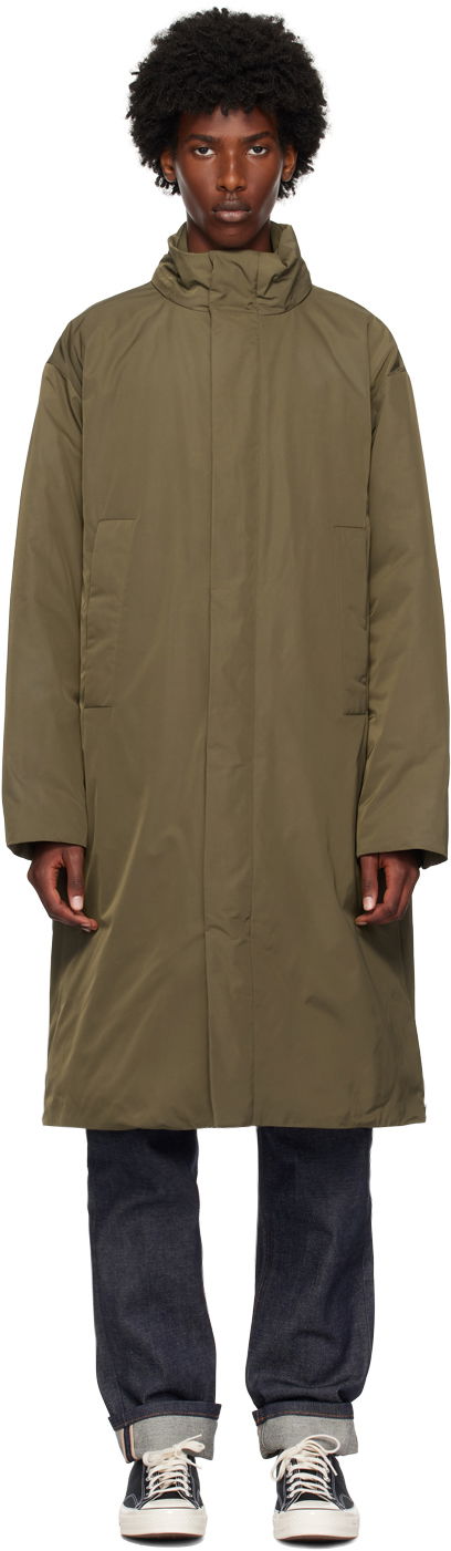 Plašči CALVIN KLEIN Khaki Stand Collar Down Coat Siva | 81EM579
