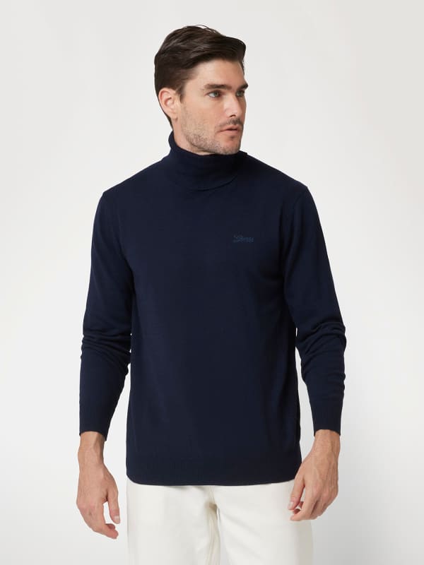 Pleteni pulover GUESS Wool Blend Turtleneck Sweater Modra | M4BR05Z3H82, 0
