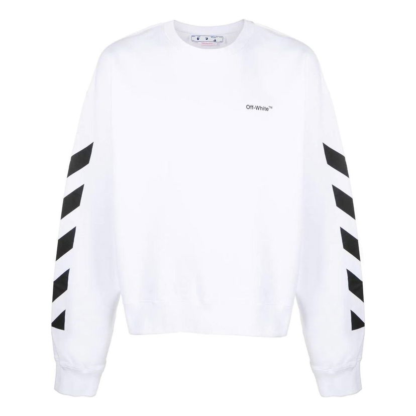 Pulover Off-White Off-White Side Stripe Long Sleeve Sweatshirt Bela | OMBA058C99FLE0010110