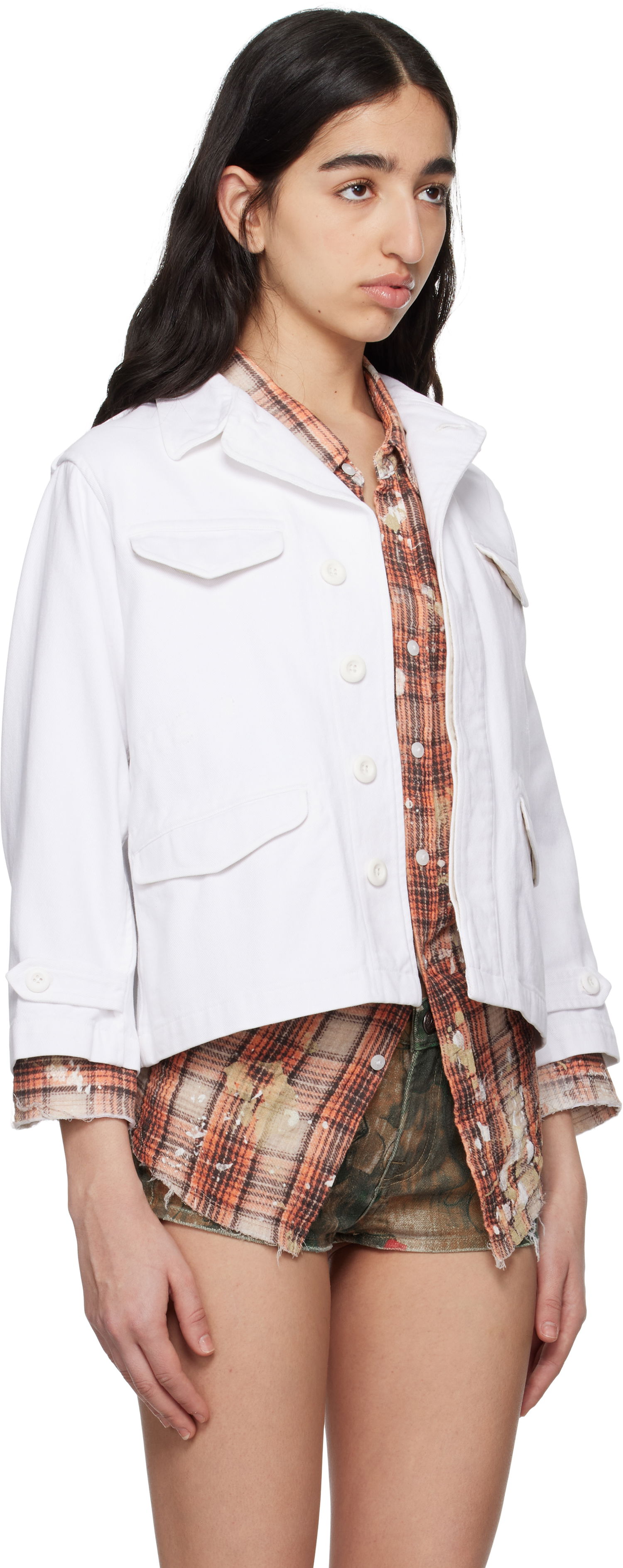 Jakna R13 R13 Boxy Army Denim Jacket Bela | R13WR396-R522B, 1