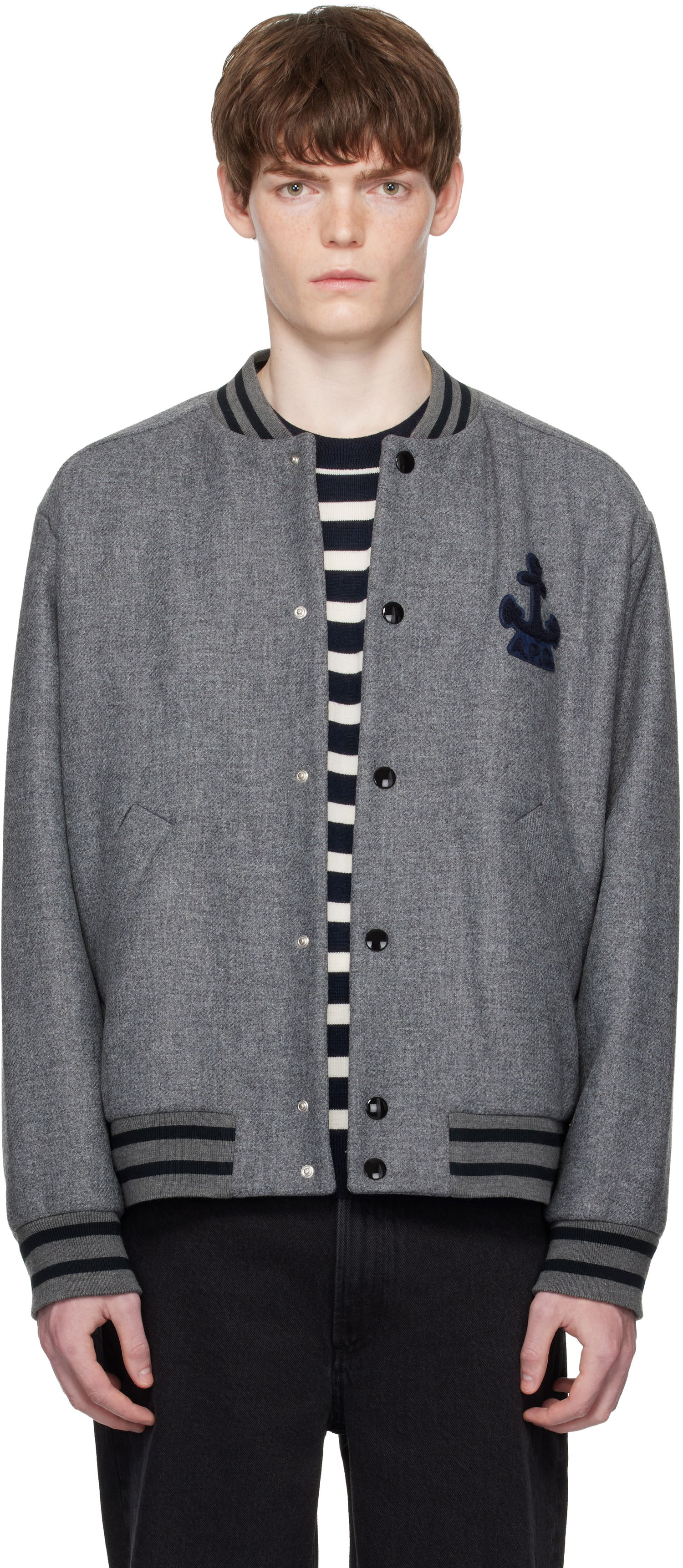 Bomber jakna A.P.C. A.P.C. Micka Wool Bomber Jacket Siva | WVBEB-M32010, 0