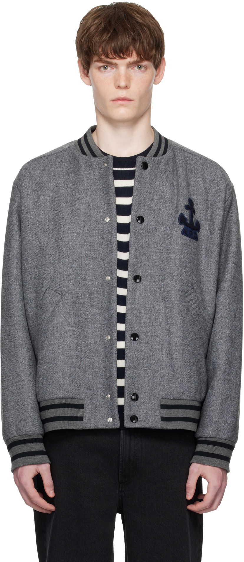 Bomber jakna A.P.C. A.P.C. Micka Wool Bomber Jacket Siva | WVBEB-M32010