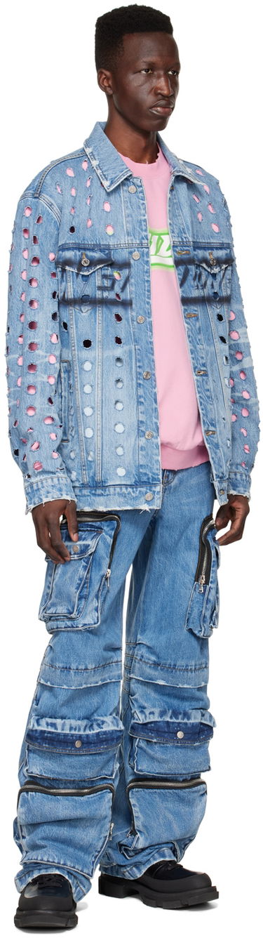 Jakna We11done We11done Logo Distressed Denim Jacket Modra | WD-DJ1-22-355-U-BL, 3
