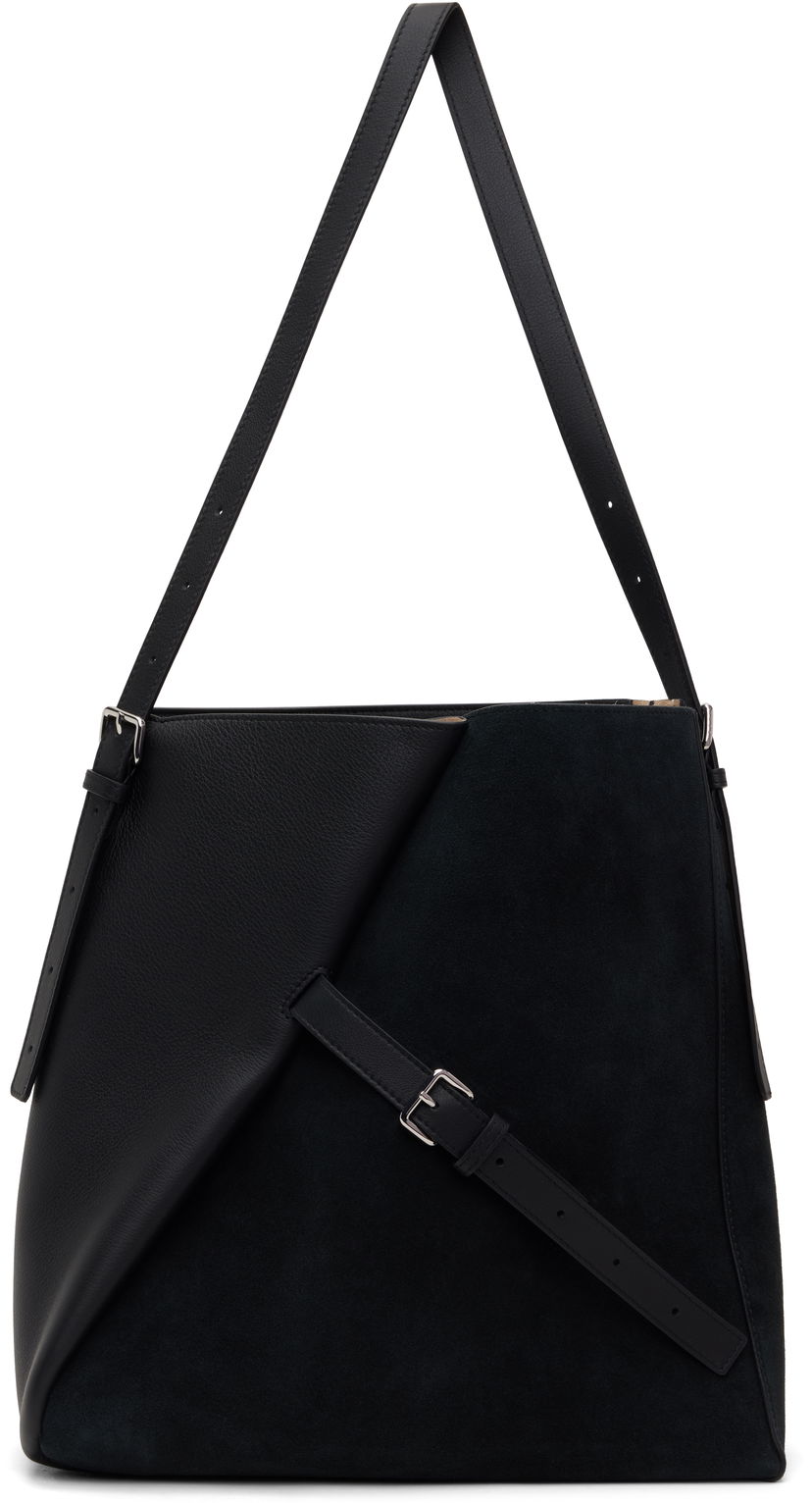 Torba za čez ramo Marni Marni Reverse Leather and Suede Tote Črna | SBMP0190U2 P8199