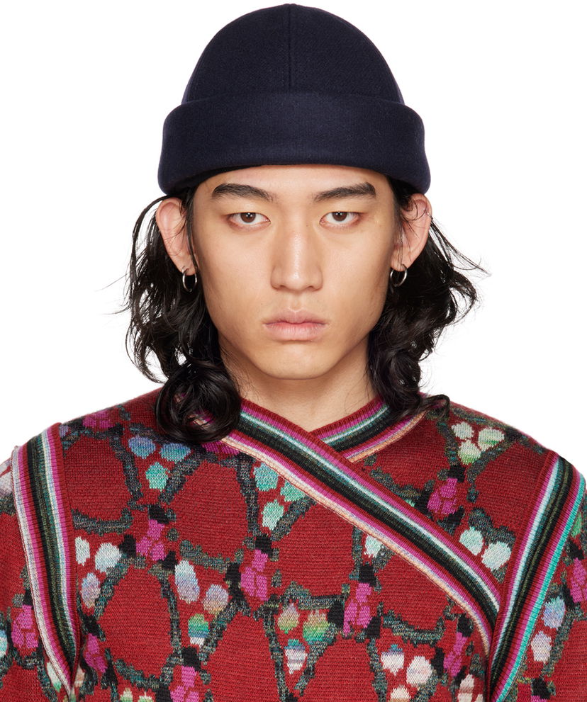 Beanie Jil Sander Jil Sander Rolled Brim Beanie Mornarica | J47TC0003_J40010