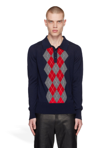 Polo majica AMI Argyle Polo Mornarica | HPL303.KN0005