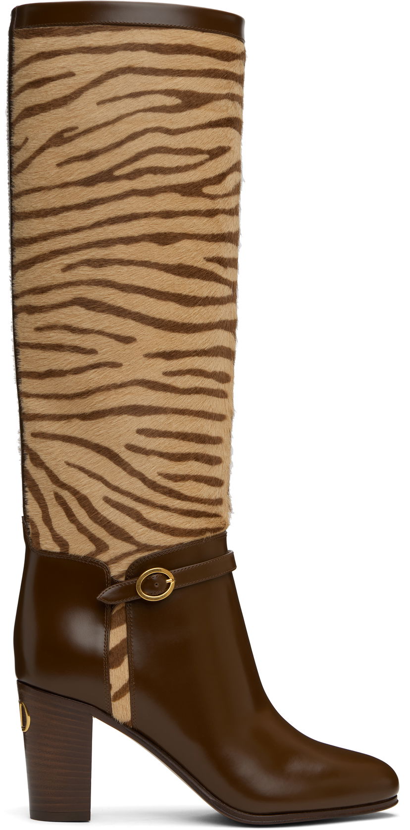 Oblačila Valentino Valentino Garavani Pattie Zebra-Print Tall Boots Rjava | 6W2S0LD6SHF