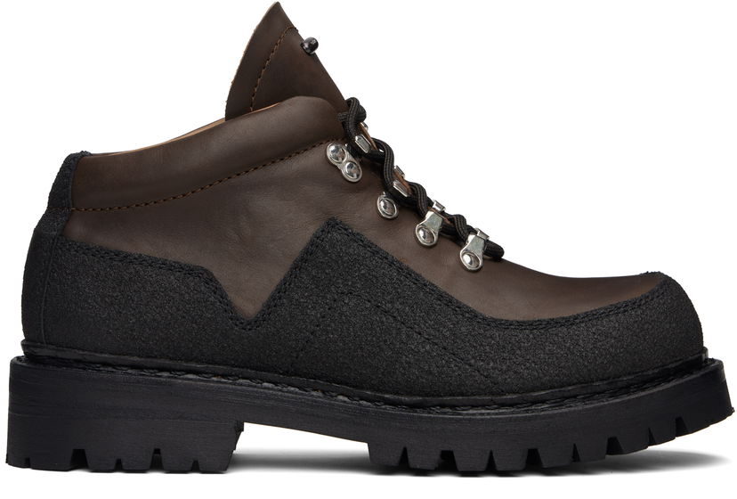 Superge in čevlji OUR LEGACY Quest Textured-Panel Lace-Up Boots Rjava | A4257QM