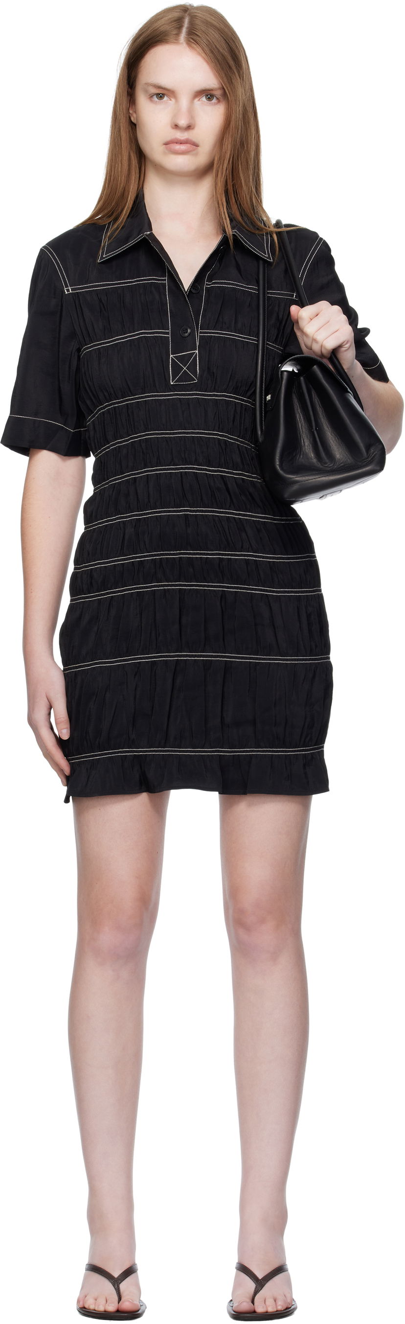 Obleke Nanushka Nanushka Nomia Shirred Minidress Črna | NW25PFDR09999