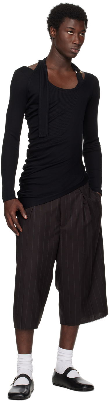 Majica Jean Paul Gaultier Jean Paul Gaultier Ribbed Twisted Double Layer Piercing T-Shirt Črna | 25/03-W-TO287-J000-00, 3