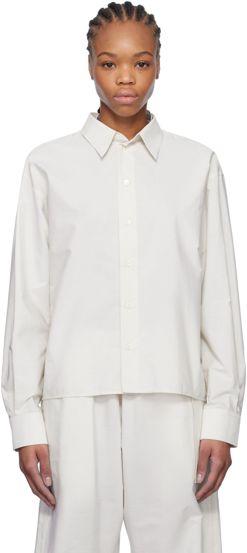 Srajce Maison Margiela MM6 Maison Margiela Spliced Striped Cotton Poplin Shirt Bela | S52DT0043 M35250