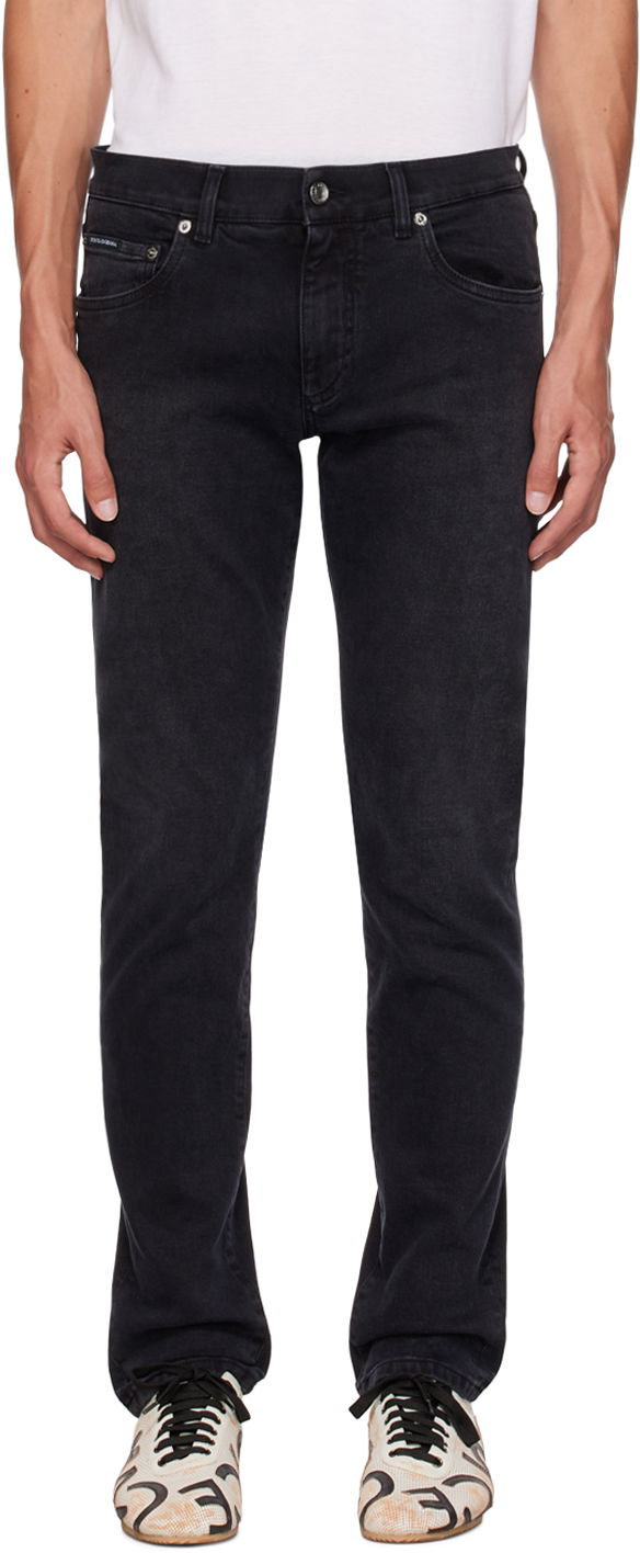 Kavbojke Dolce & Gabbana Black Slim-Fit Jeans Črna | GY07CDG8HW4