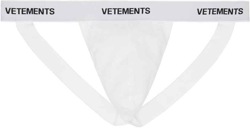 Spodnjice VETEMENTS Vetements Logo-Woven Jock Strap Bela | MA66UN110W