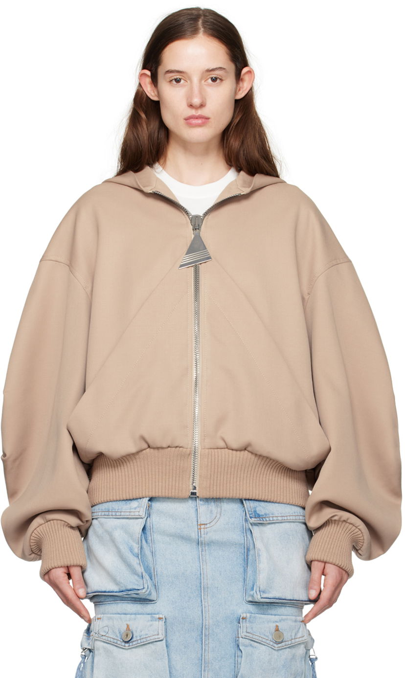 Pulover The Attico Attico Hooded Bomber Jacket Bež | 241WCB41 W046