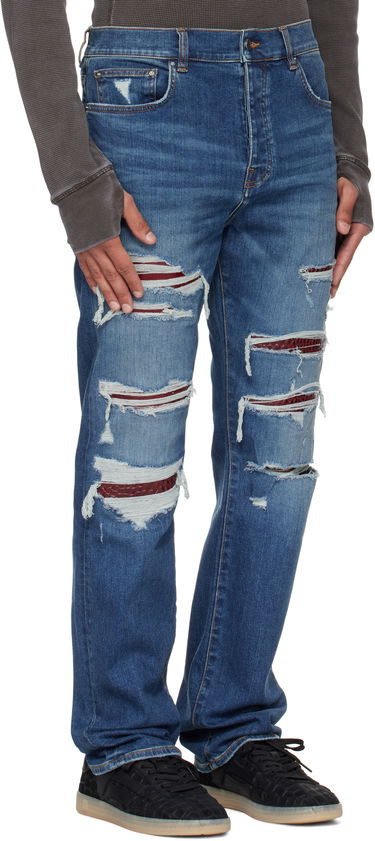 Kavbojke AMIRI AMIRI Croc Slim Thrasher Jeans Modra | AMDNSM1023, 1