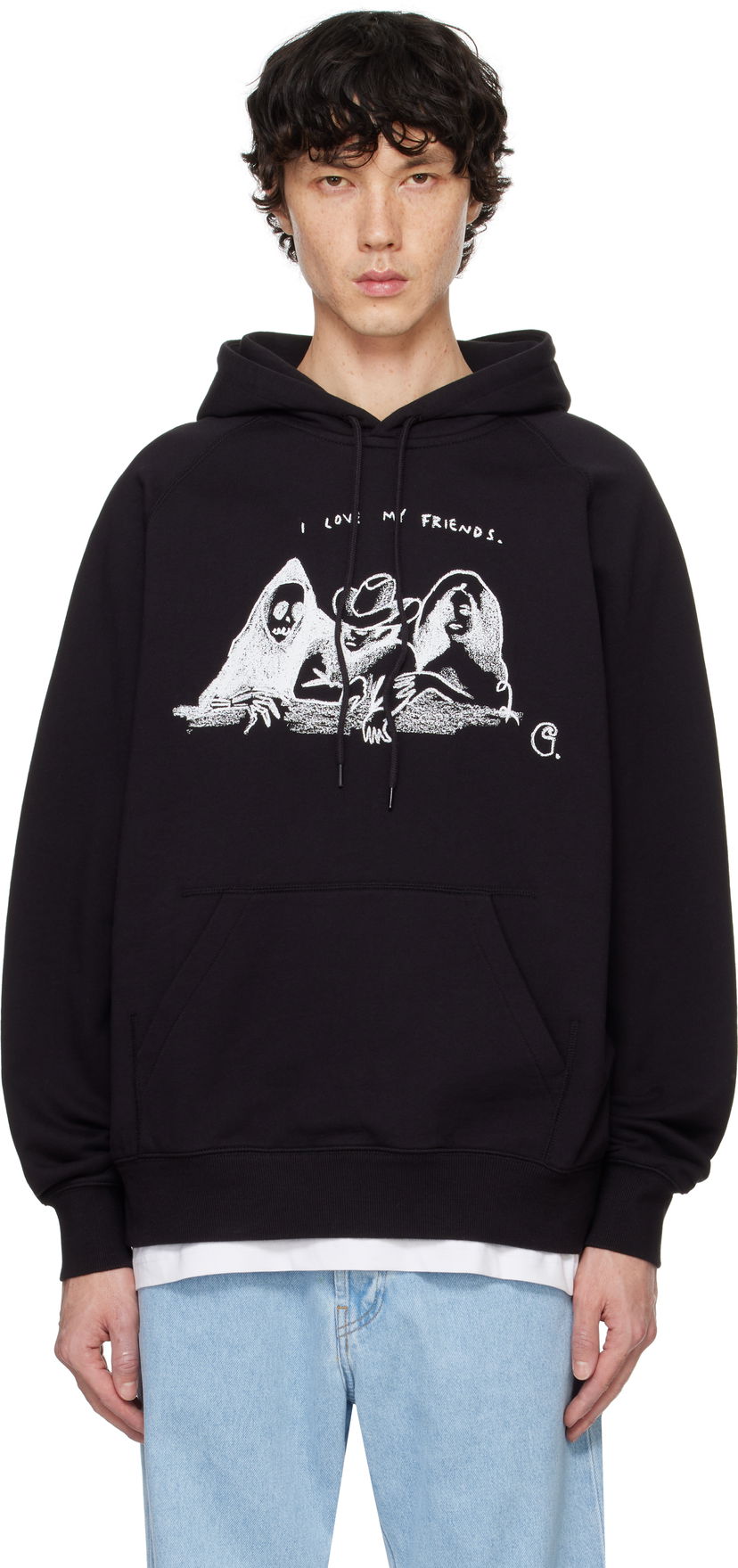 Pulover Carhartt WIP Black Pepe Friends Graphic Print Hoodie Črna | I033934