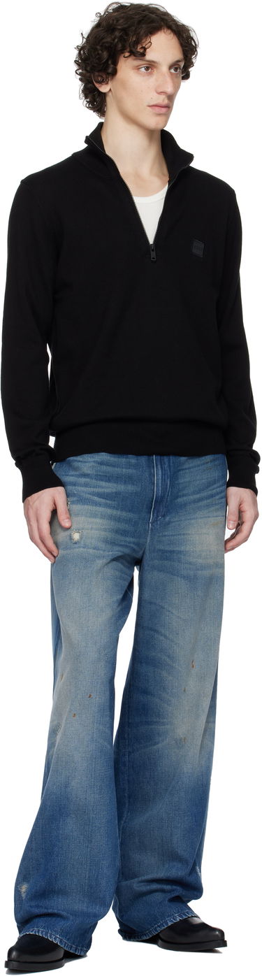 Pleteni pulover BOSS Zip-Neck Cotton-Cashmere Sweater Črna | 50527585, 4