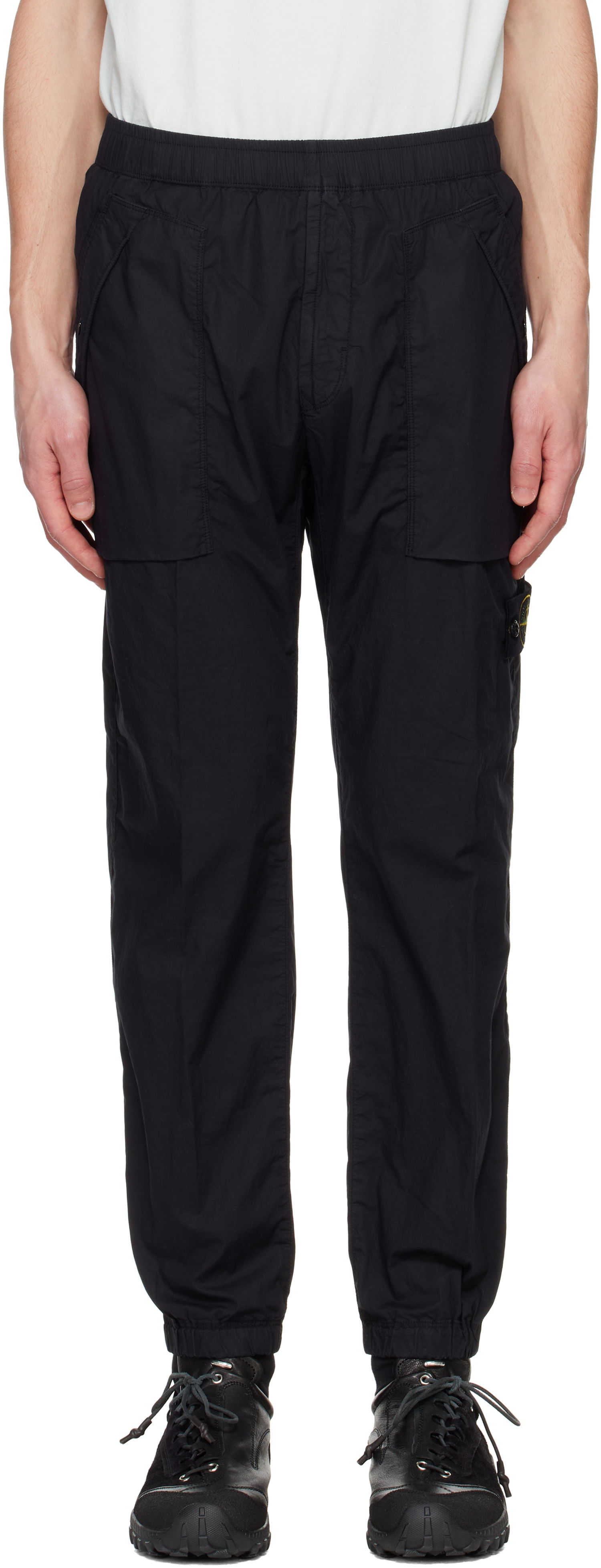 Cargo hlače Stone Island Stone Island Stretch Cotton Tela Paracadute Sweatpants Črna | K1S15 3100017 S0003, 0