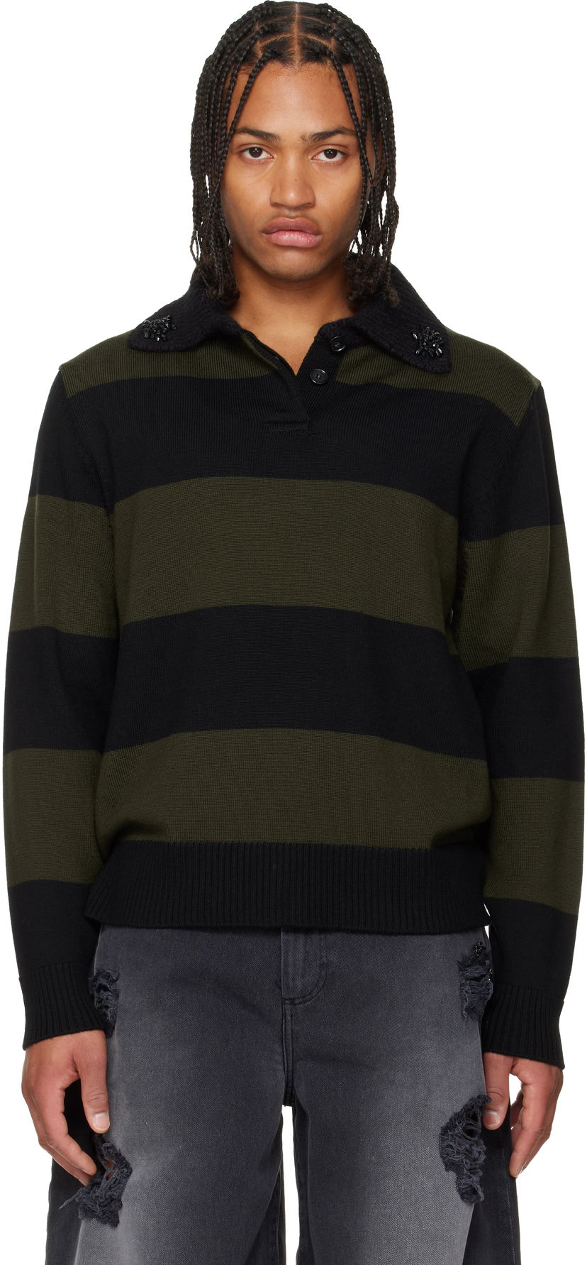 Polo majica Simone Rocha Simone Rocha Embellished Fuzzy Collar Rugby Polo Večbarvna | VMK13SB 0646