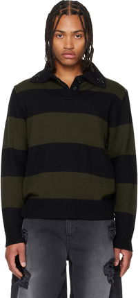 Simone Rocha Embellished Fuzzy Collar Rugby Polo