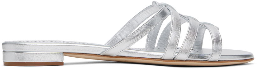 Nega čevljev Manolo Blahnik Manolo Blahnik Riran Strappy Leather Sandals Kovinski | 124-2479