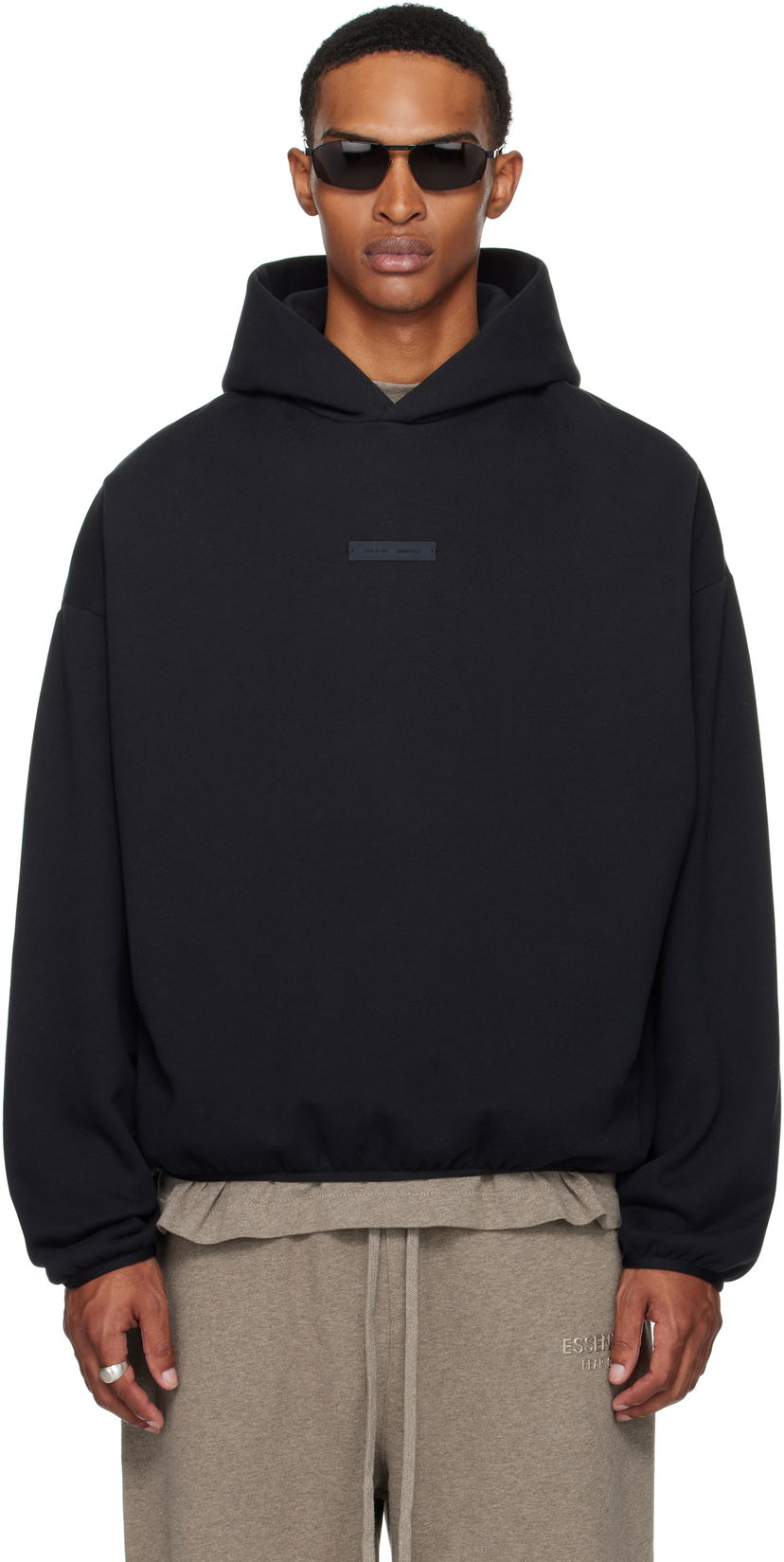 Pulover Fear of God Fear of God ESSENTIALS Modern Fit Fleece Hoodie Črna | 192SP256510F