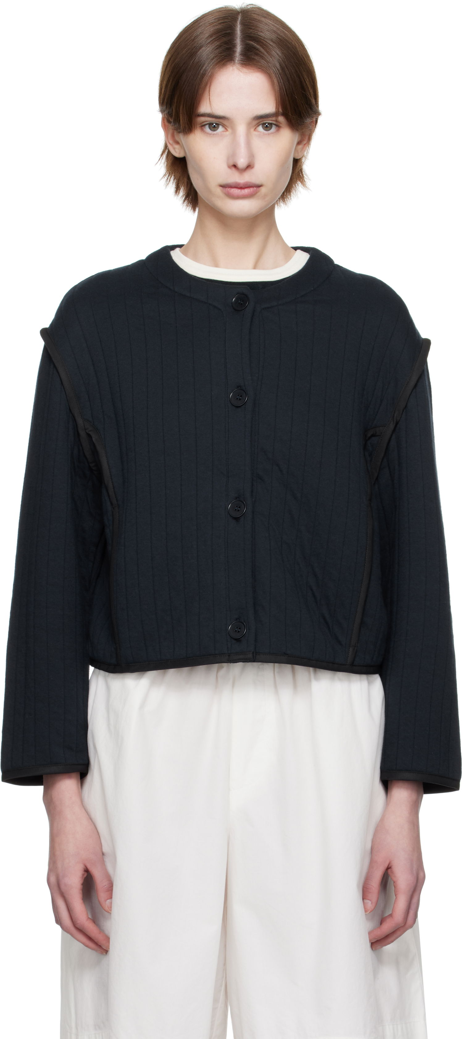 Pleteni pulover A.P.C. A.P.C. Garance Cropped Quilted Jacket Črna | COHGW-F32010, 0