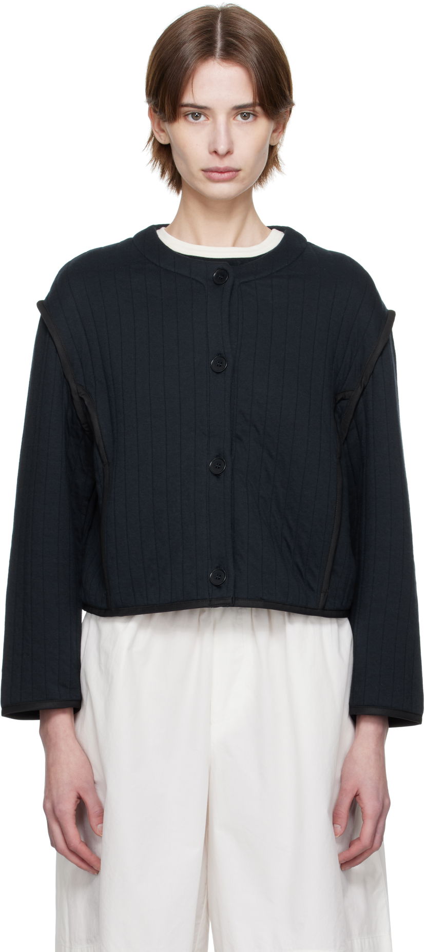 Pleteni pulover A.P.C. A.P.C. Garance Cropped Quilted Jacket Črna | COHGW-F32010