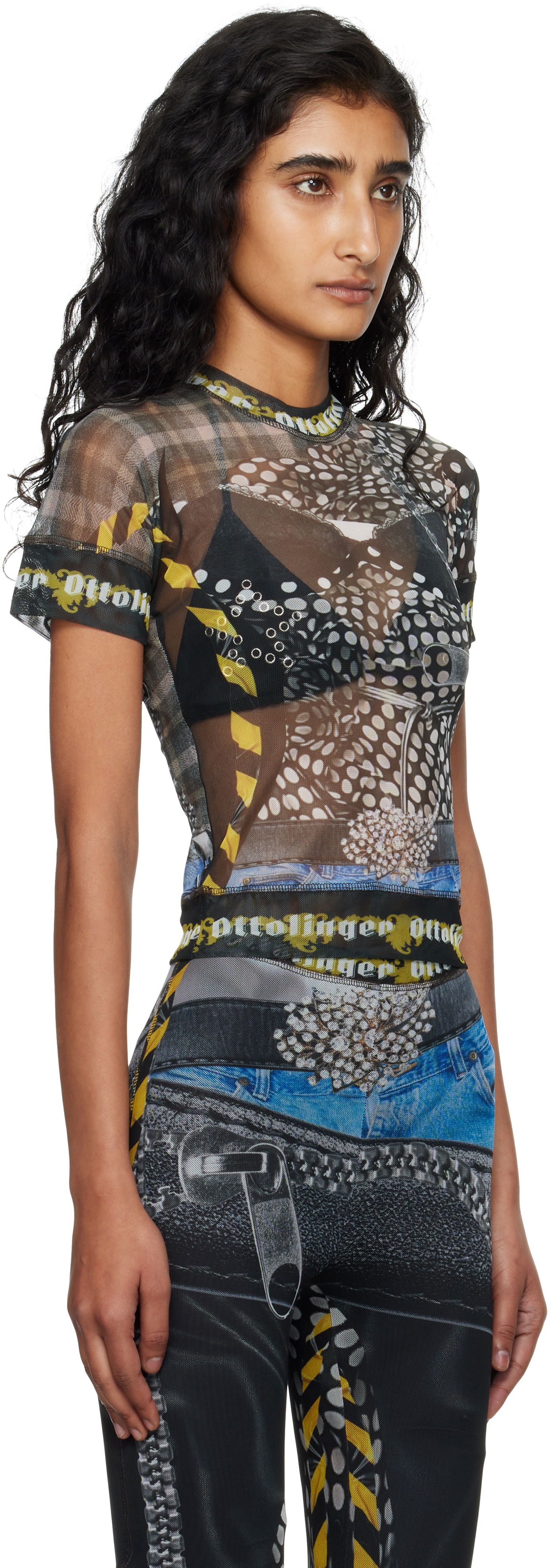 Majica Ottolinger Ottolinger Mesh Print T-Shirt Črna | 101-100401-04, 1