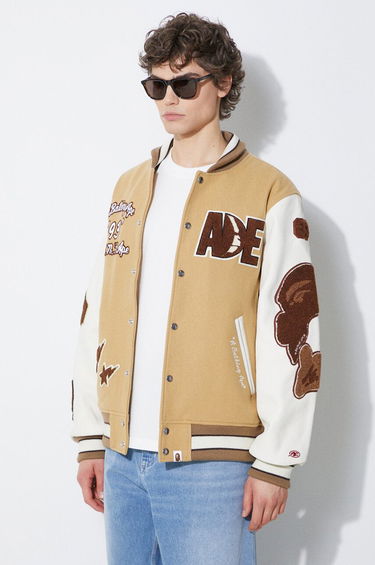 Bomber jakna BAPE Multi Motif Varsity Bomber Jacket Bež | 1J80141001, 3