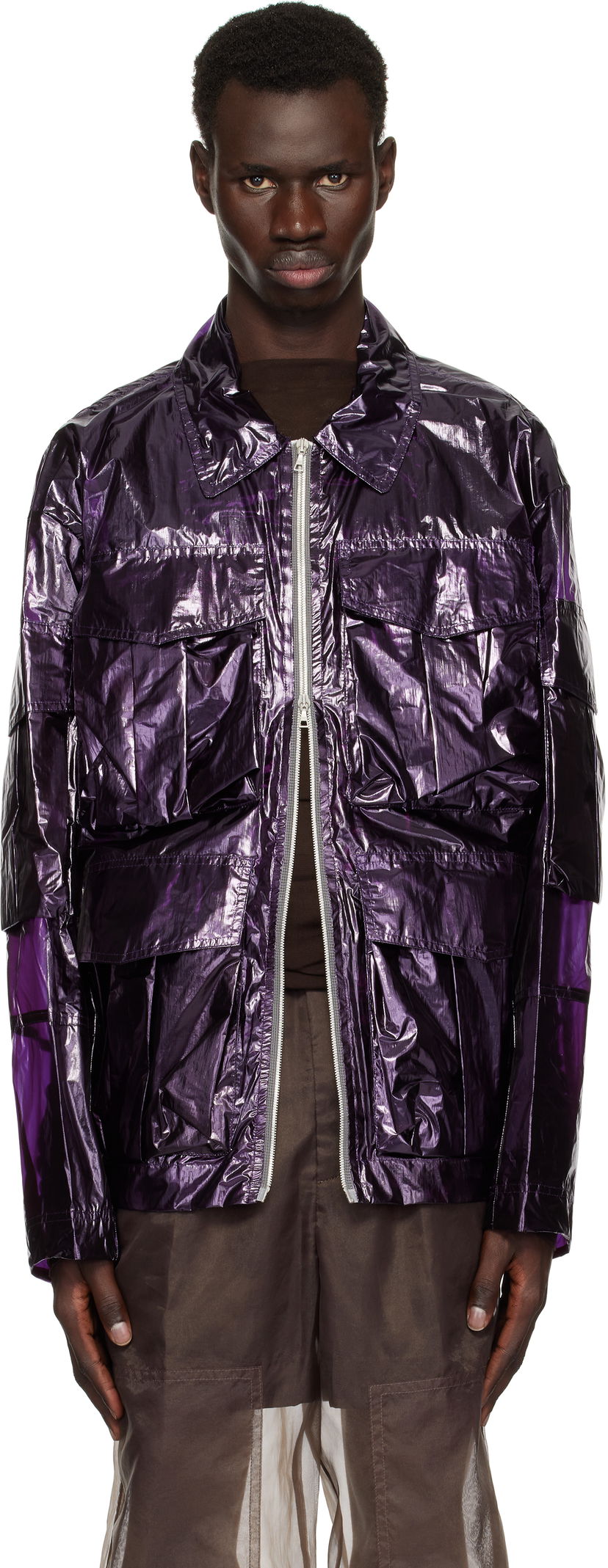 Vetrovka Dries Van Noten Dries Van Noten Overdyed Transparent Jacket Lila | 251-020532-1258