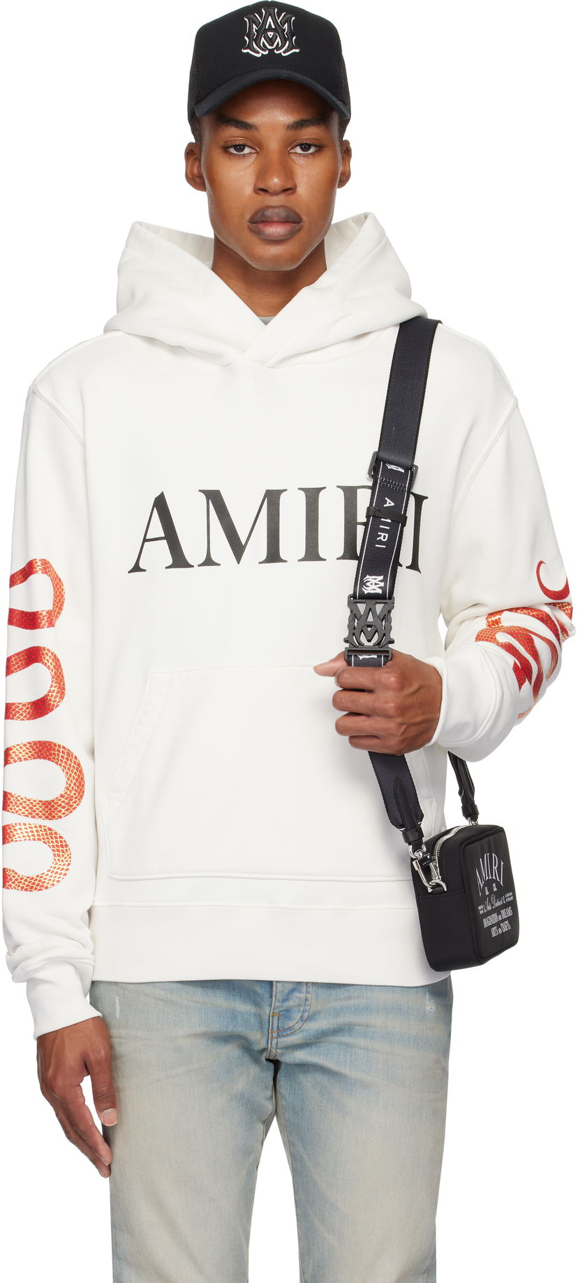 Pulover AMIRI 'Snake' Print Hoodie Bela | AMJYHD1099