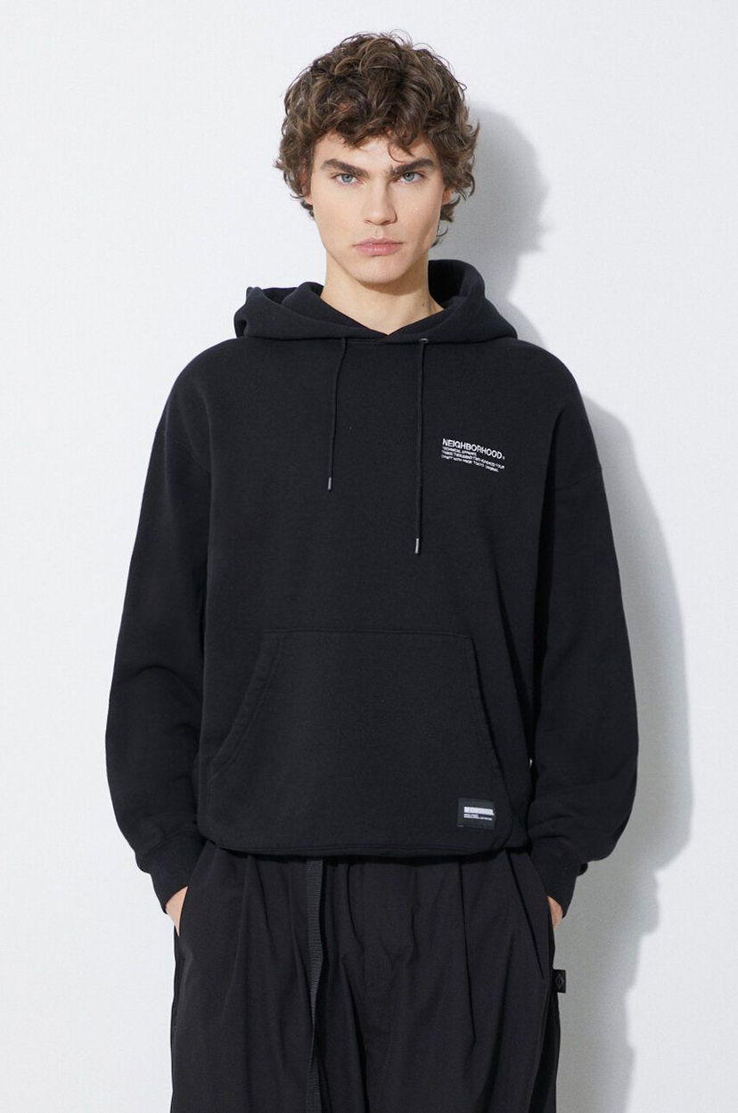 Pulover Neighborhood NEIGHBORHOOD Plain Sweat Parka Hoodie Črna | 241FPNH.CSM02