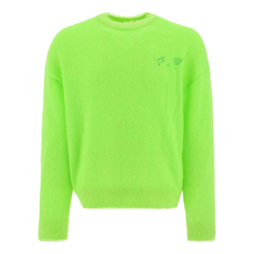 Pleteni pulover Off-White Off-White Embroidered Logo Jumper Zelena | OMHE137F22KNI0017070