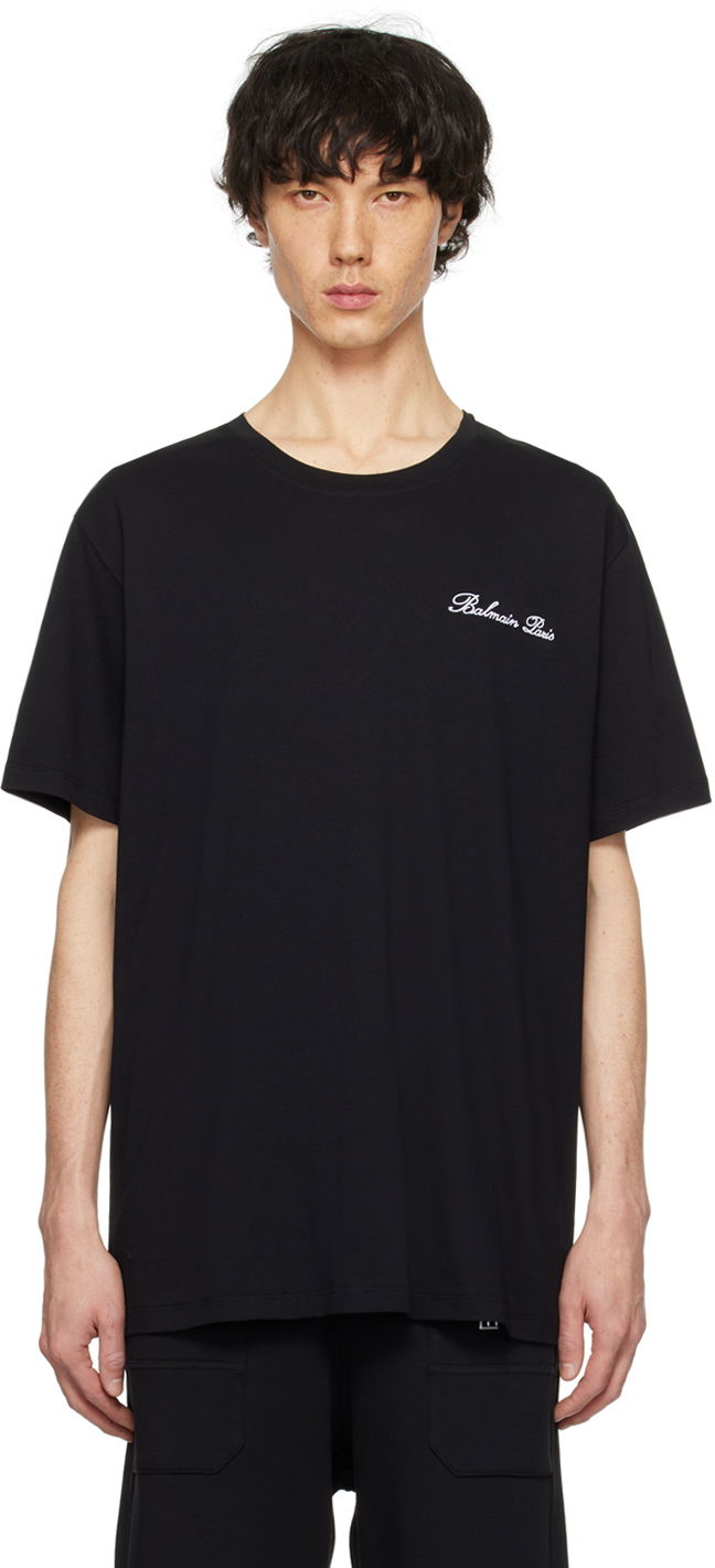 Majica Balmain Signature T-Shirt Črna | CH1EG010BC68