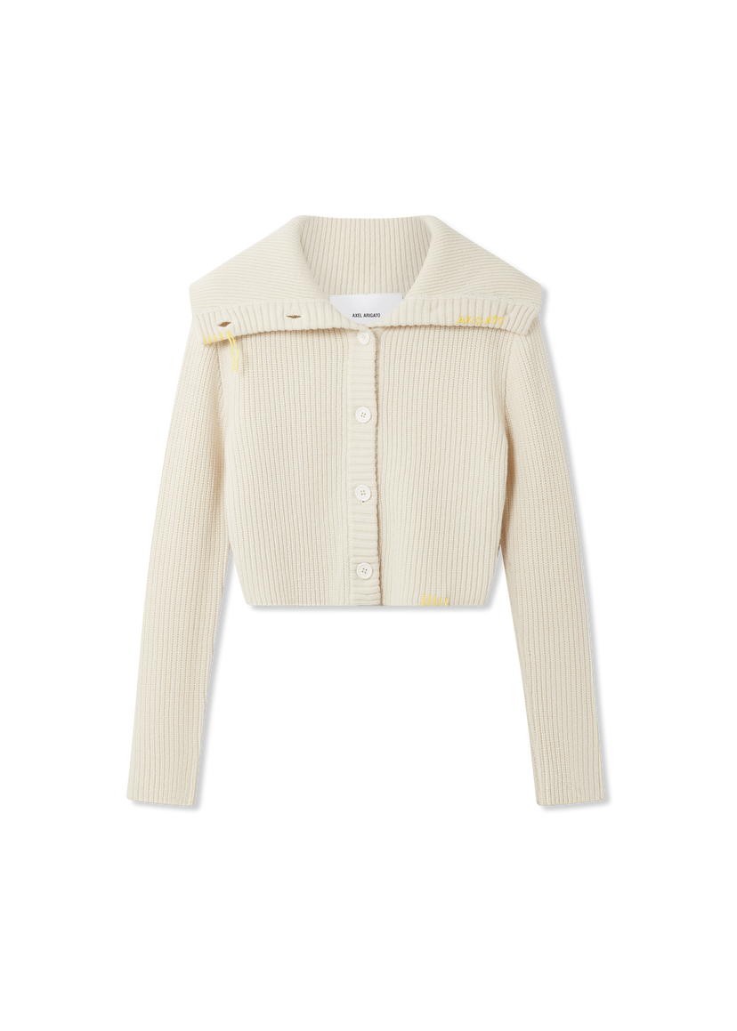 Pleteni pulover AXEL ARIGATO Cropped Knit Cardigan Bela | A3359002