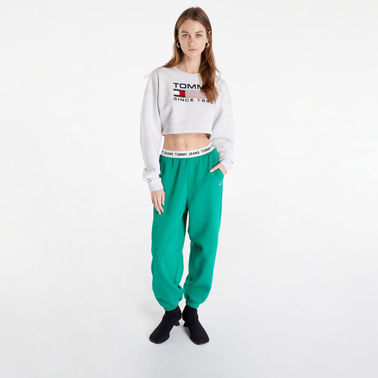 Pulover Tommy Hilfiger Tommy Jeans Super Crop Siva | DW0DW14801 PJ4, 1