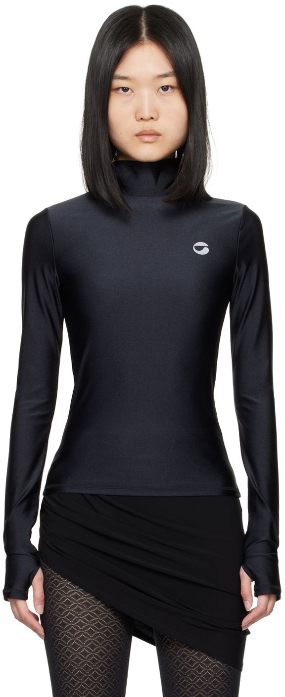 Majica Coperni Tight High Neck Long Sleeve T-Shirt Črna | COPJS20545