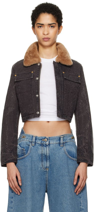 Jakna Alexander Wang Alexander Wang Workwear Cropped Denim Jacket with Shearling Collar Rjava | 1WC4242501, 0