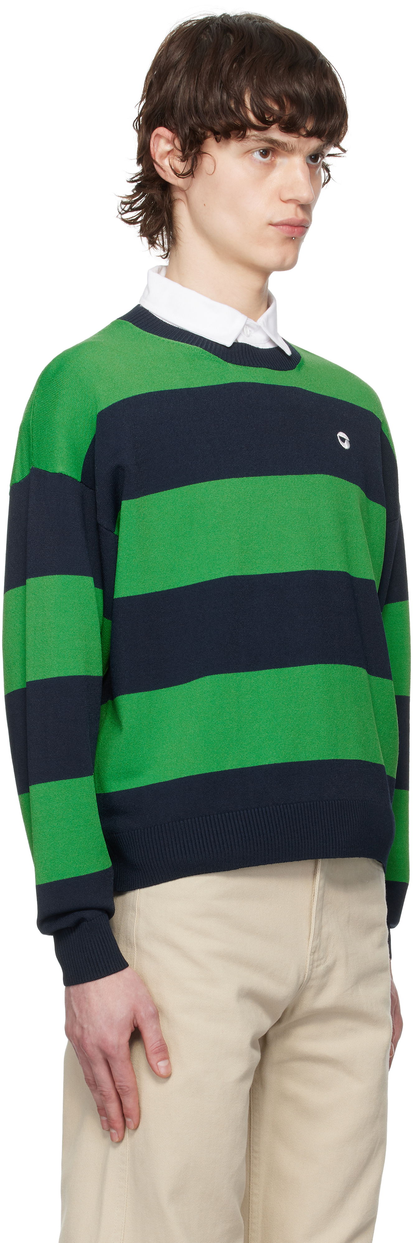 Pleteni pulover Coperni Coperni Striped Crewneck Sweater Zelena | COPML134SY3010MEN, 1