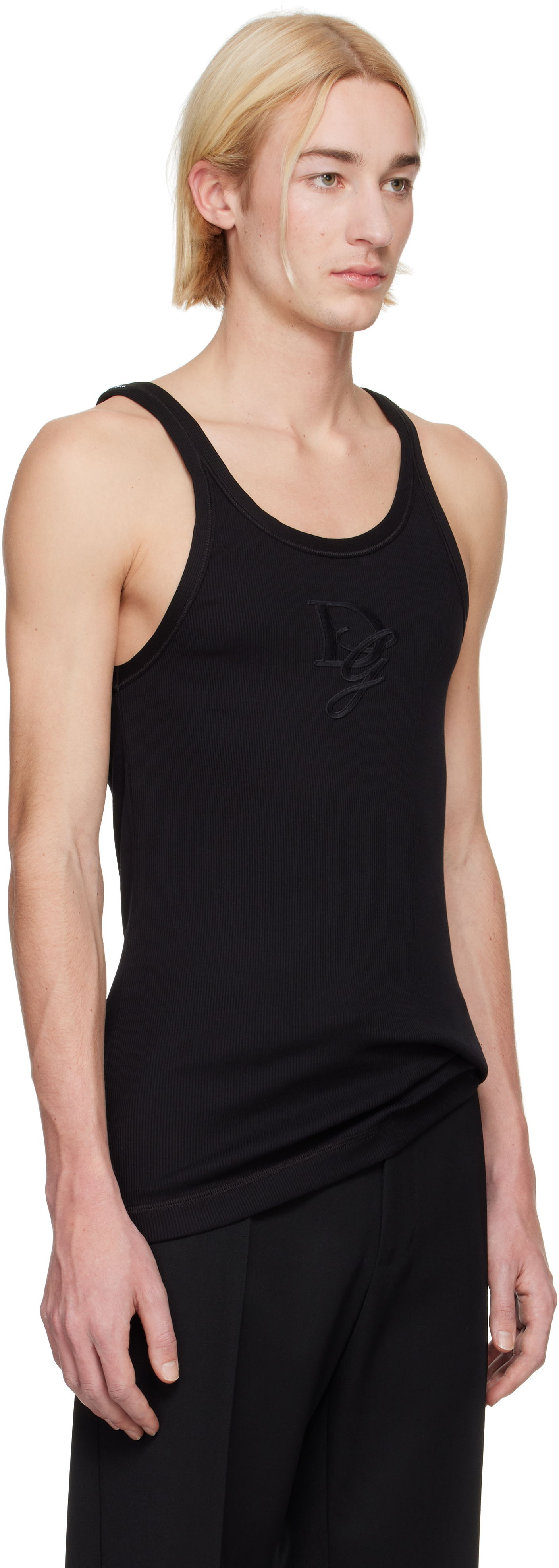 Majica brez rokavov Dolce & Gabbana Logo Patch Tank Top Črna | G8PA8ZG7N4G, 1