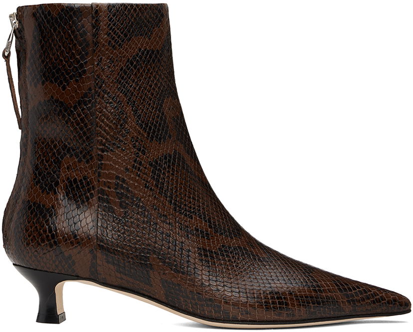 Oblačila Aeyde Aeyde Zoe Snakeskin Ankle Boots Rjava | A11-AB-TGRP35KT74-FW24-953-064