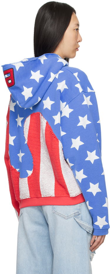 Pulover ERL Stars & Stripes Swirl Print Fleece Hoodie Rdeča | ERL07T022, 2