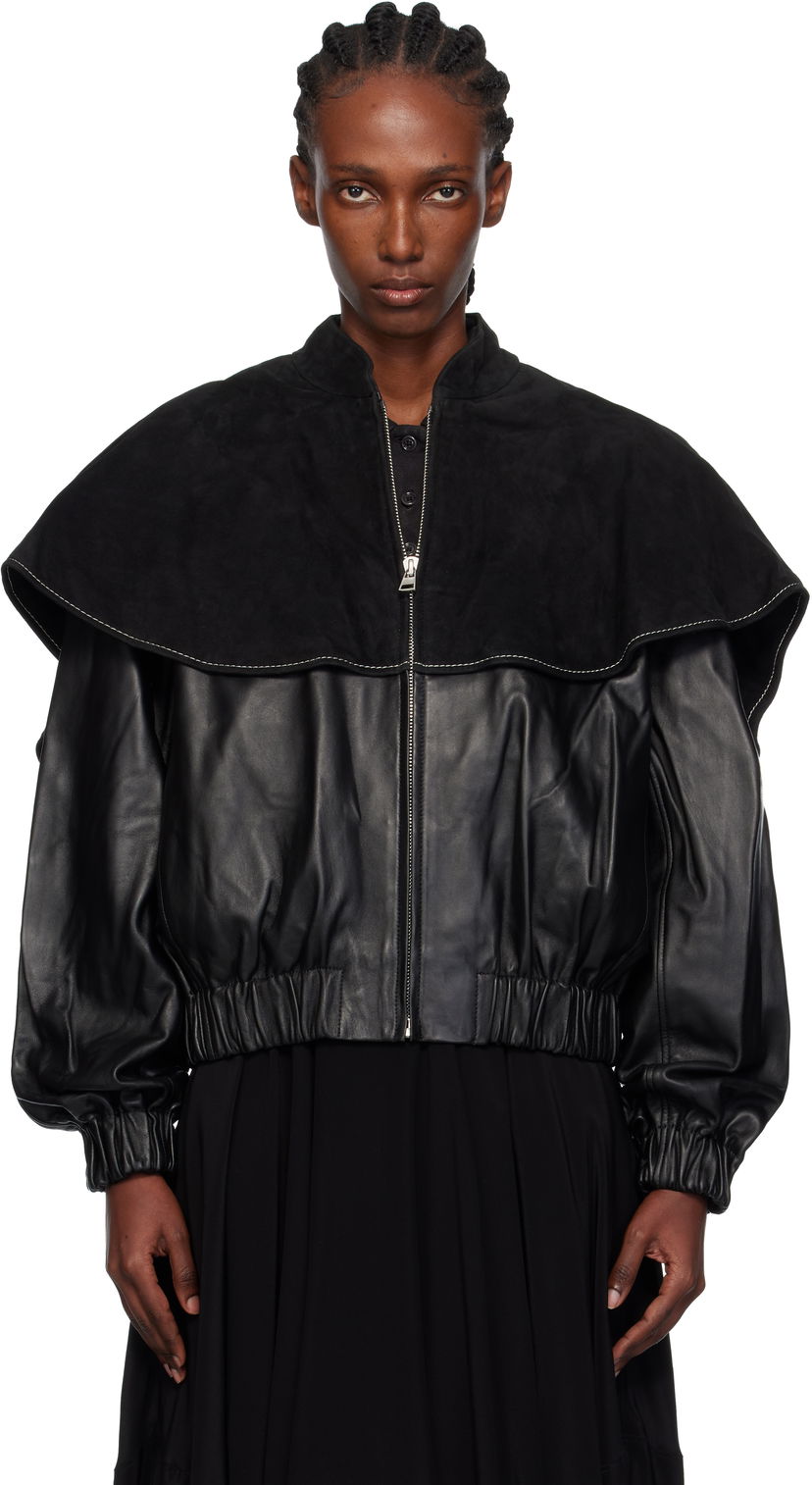 Bomber jakna JW Anderson JW Anderson Oversized Collar Leather Bomber Jacket Črna | LJ0057-LT0122