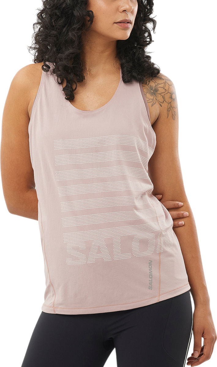 Majica brez rokavov Salomon Salomon Sense Aero Graphic Training Tank Top Roza | lc2696-0