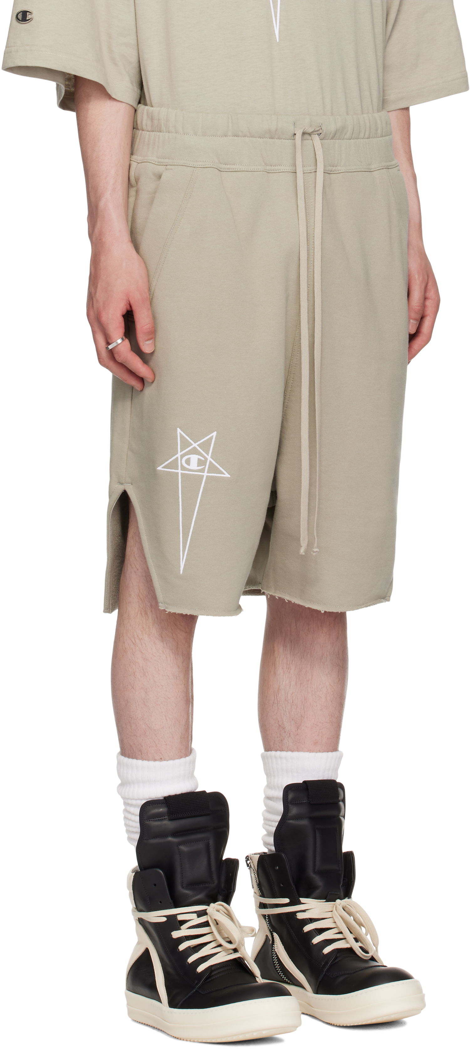 Kratke hlače Rick Owens Rick Owens Champion Edition Beveled Pods Shorts Bež | CM01E1688 CHFE FELPA, 1
