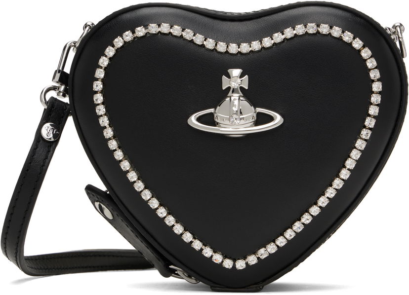 Torbica Vivienne Westwood Vivienne Westwood Mini Heart Crossbody Bag with Crystal Trim Črna | 58020001W-L008K-