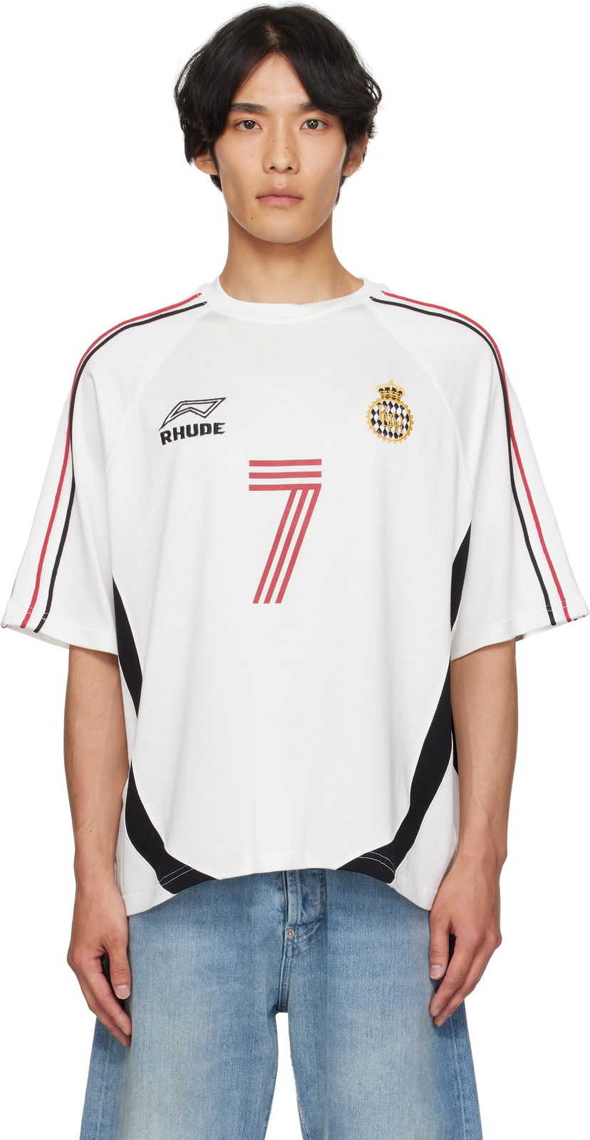 Majica Rhude Rhude Lundun Soccer Jersey T-Shirt Bela | RHPF25TT02729