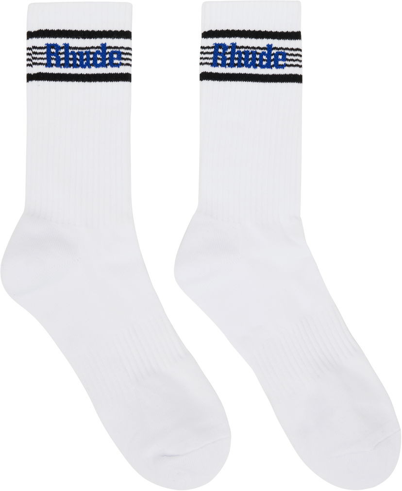 Nogavice Rhude Rhude Speed Stripe Socks Bela | RHSS25SO04227