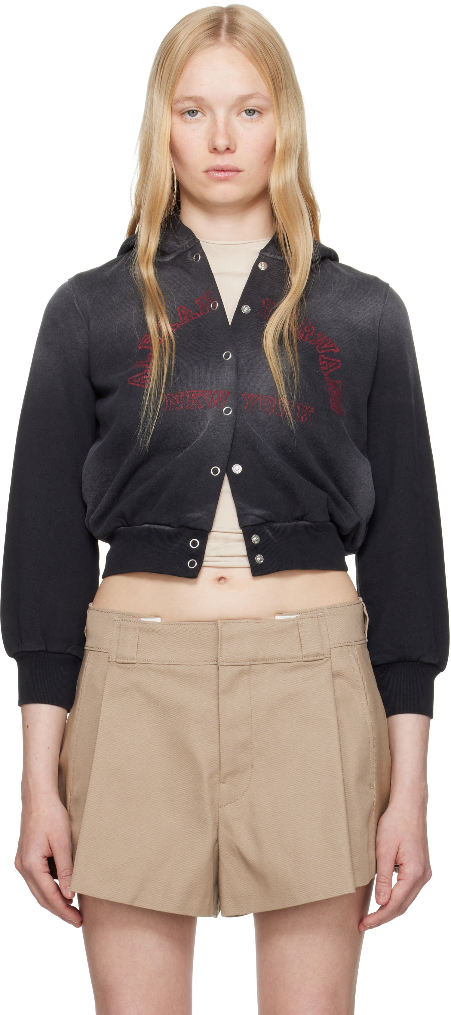 Pleteni pulover Alexander Wang Alexander Wang.t Shrunken Cotton Terry Cardigan Črna | 4CC2251554, 0